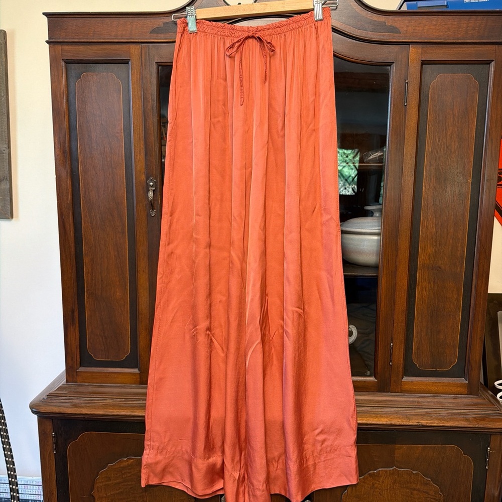 Tempo Paris Terracotta Viscose/Silk Wide Leg Pants S